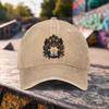 Hamsa Hand Floral Baseball Cap Distressed Cotton Washed Outdoor Casual Adjustable Unisex Hat