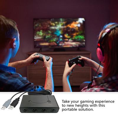 3 In 1 Controller Adapter for Game Cube 4 Port Handle Converter with Long Cable Cord for NGC Spare Gamepad Adapter