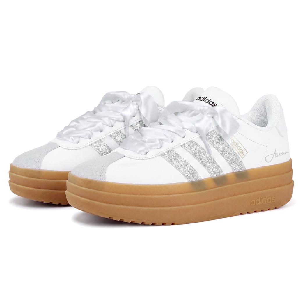 Adidas VL Court Bold Slip Resistant, Abrasion Resistant, Height Increasing Low top Skateboard Shoes Women's White IH3083(Team342-)