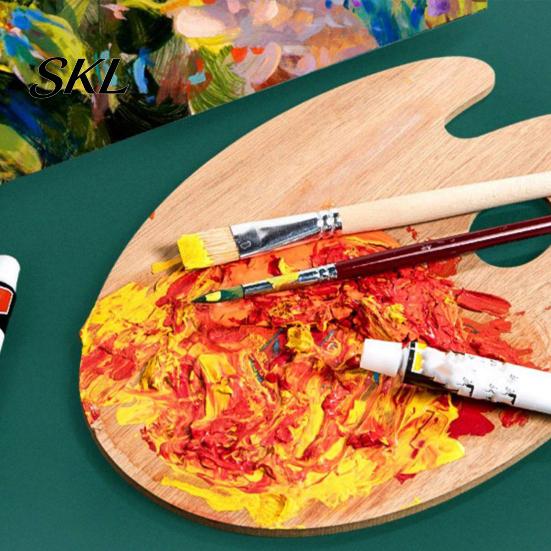 Oil Painting Palette Wooden Paint Palette, Square Oval Shaped Artist Tray with Natural Wood Art Thumb Hole for Acrylic Watercolor Paint, DIY