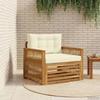 Outdoor Sofa Solid Acacia Wood Natural and Cream