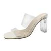 2024 Summer Women's Open-Toe Transparent Thick Heel PVC Sandals