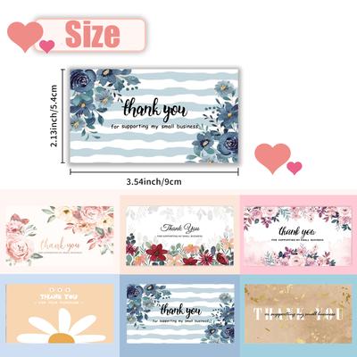 50pcs Elegant Floral Thank You Card Set: Mini Handwritten Notes for Client Gifts, Business Appreciation