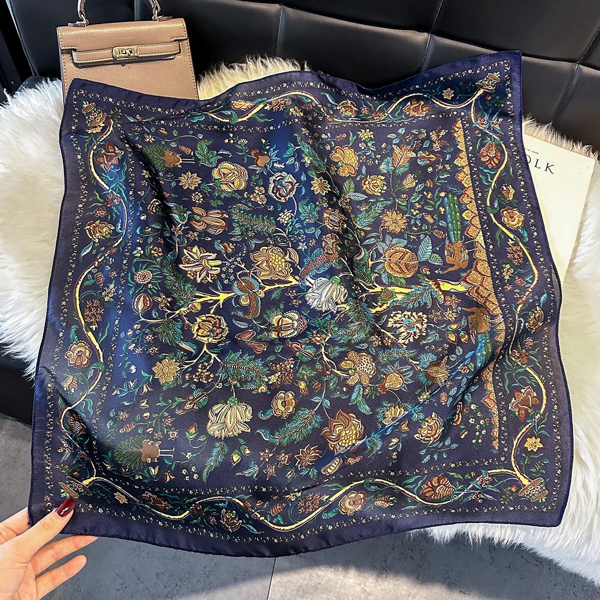 

Весенне-осенний шелковый шарф женский лента головной убор аксессуары для волос цветы кешью цветы универсальный темпераментный продвинутый 70x70