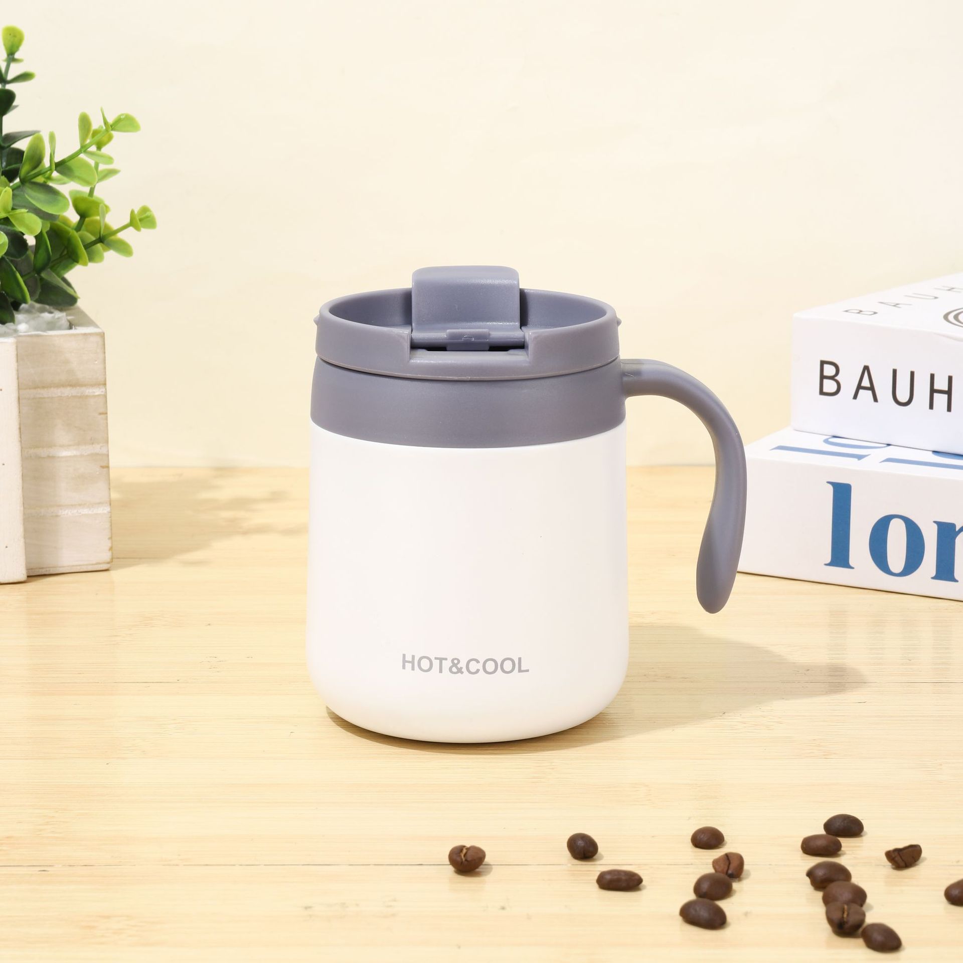 

Coffee Cup Double Vacuum 304 Stainless Steel With Handle Large Capacity Portable Business Mug -