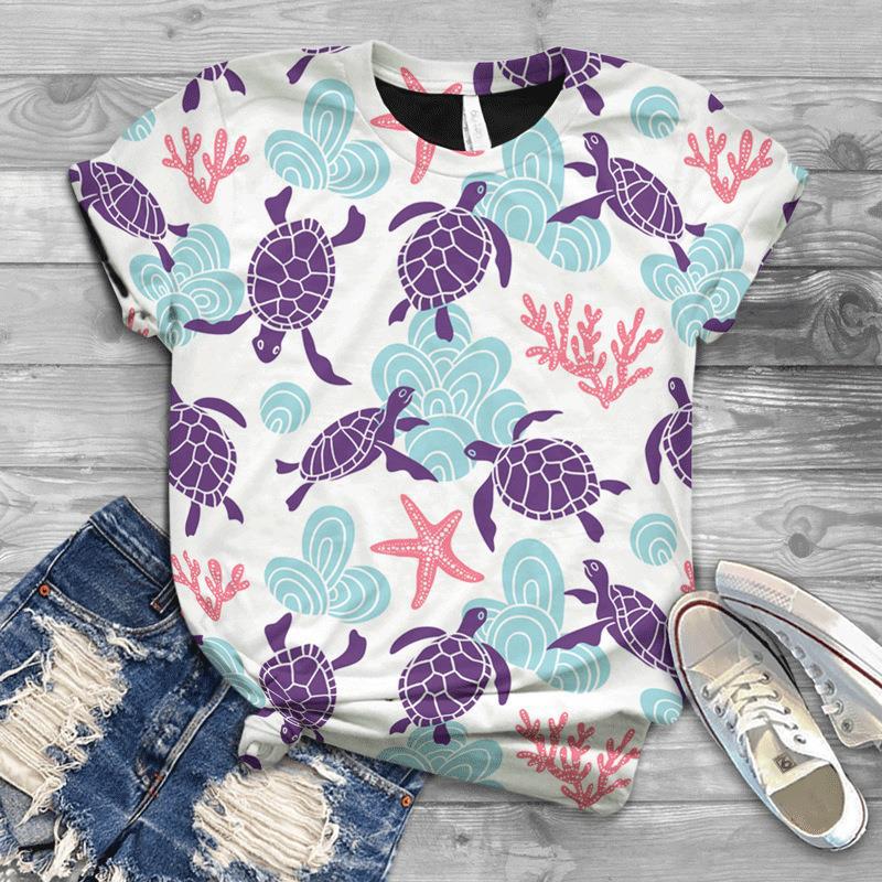 Sommer Kreativ Fuchs Groß Locker 3D T-Shirt 3D Bedrucktes Damen Kurzarm T-Shirt