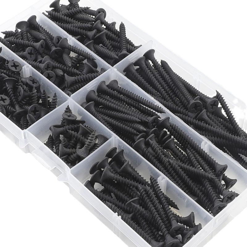 Black Phosphated High-Strength Drywall Screw Set, Coarse Thread, M3.5.