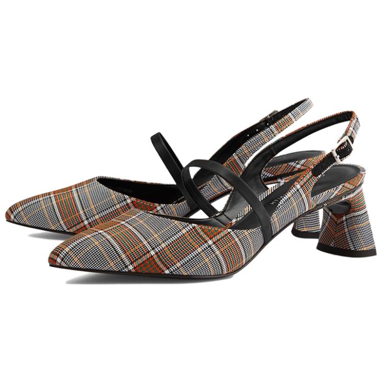 Charles & Keith Retro Comfortable Pointed Toe Chunky Heel Mary Jane Shoes 5.1cm Women shoes Gray CK1-60361331_GREY