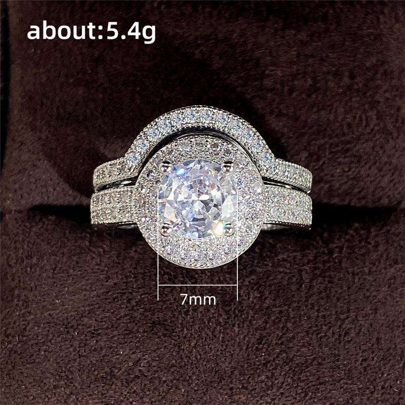 CopperLuxury s/Set Women's Finger Rings Big Round CZ Stone Fashion Female Rings Party Jewelry Gifts