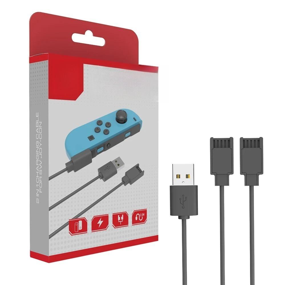 USB Charger Cable for Joycon Controller 2 In 1 Portable Charger Cable 2.5M Travel Charging Cables for Switch Controller Charger