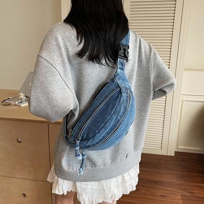 Borsello da Petto in Denim da Donna Leggero per Pendolari Borsa a Spalla