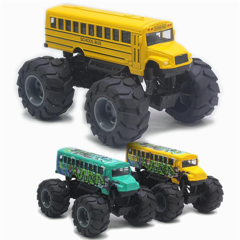Alloy Big Foot School Bus Back Force Model Boy Toy Bus Car