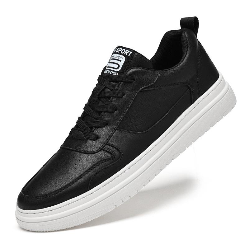 Men s Versatile White Round Toe Lace-up Casual Shoes with Thick Sole 45 чёрный