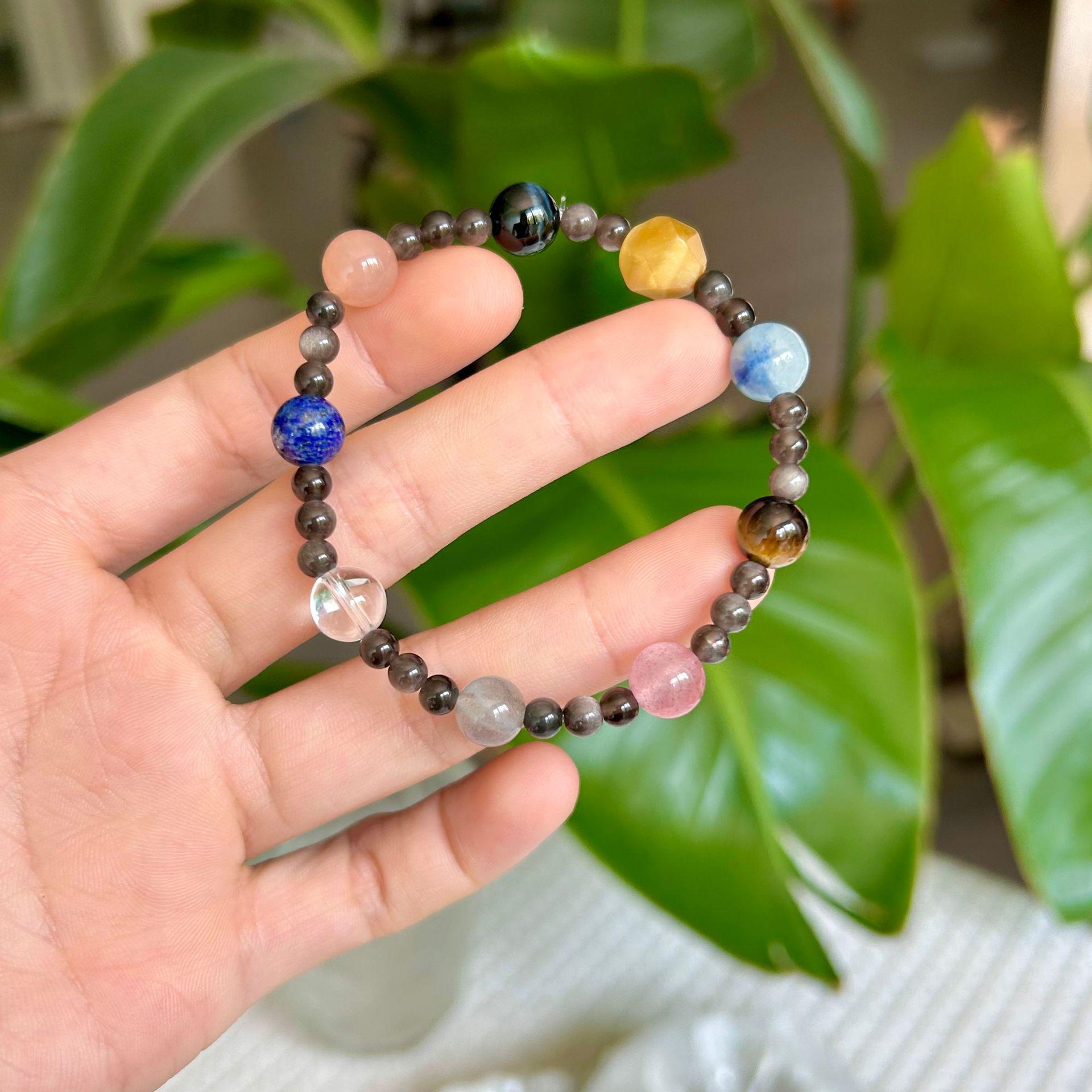 

Осень 2025 Браслет из серебристого обсидиана 4 мм, дофаминовый браслет для пар