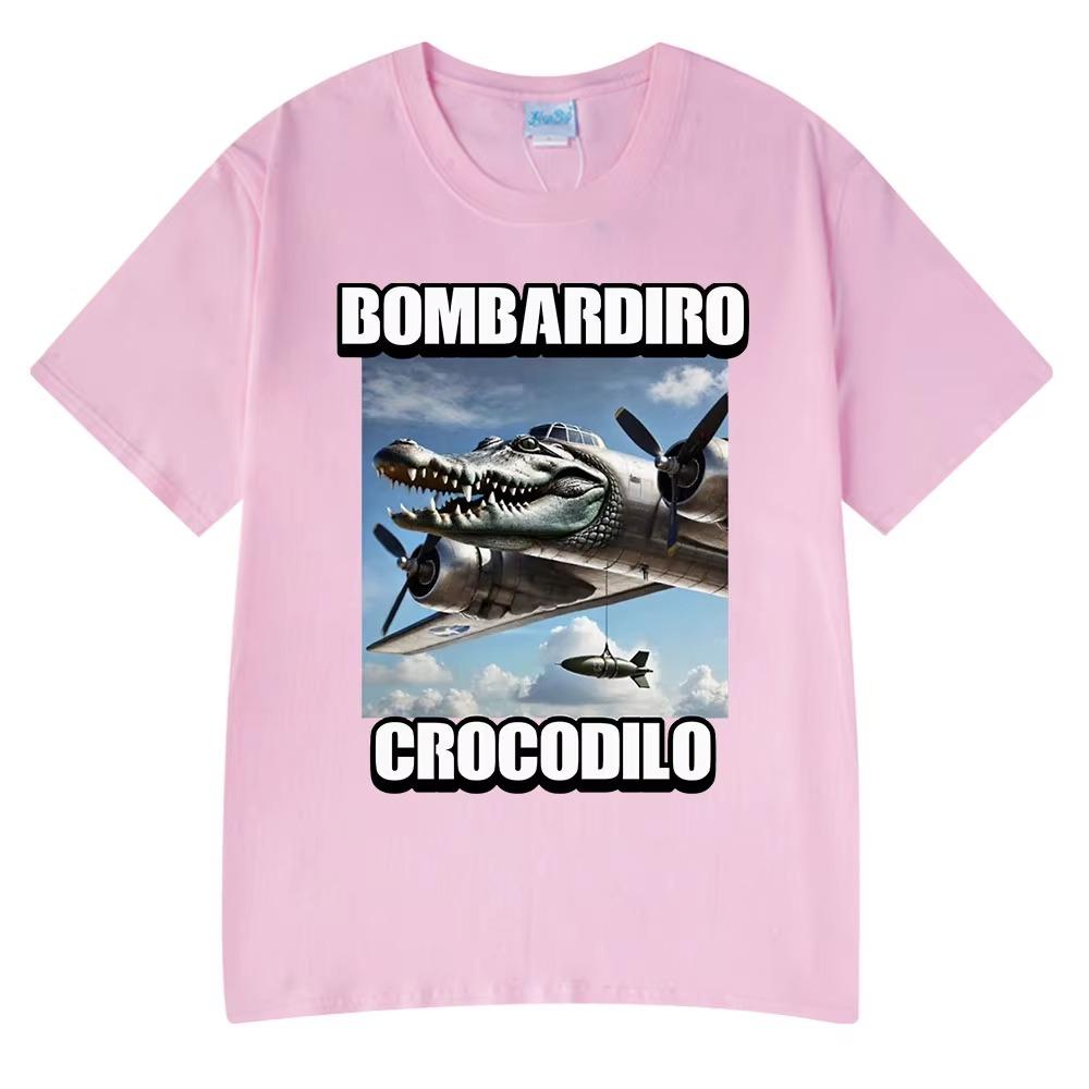 Bombardiro Crocodilo Crocodile Plane Bomber Funny Meme T-shirt Men Women Summer Casual  Comfort Short Sleeve T Shirts Tops