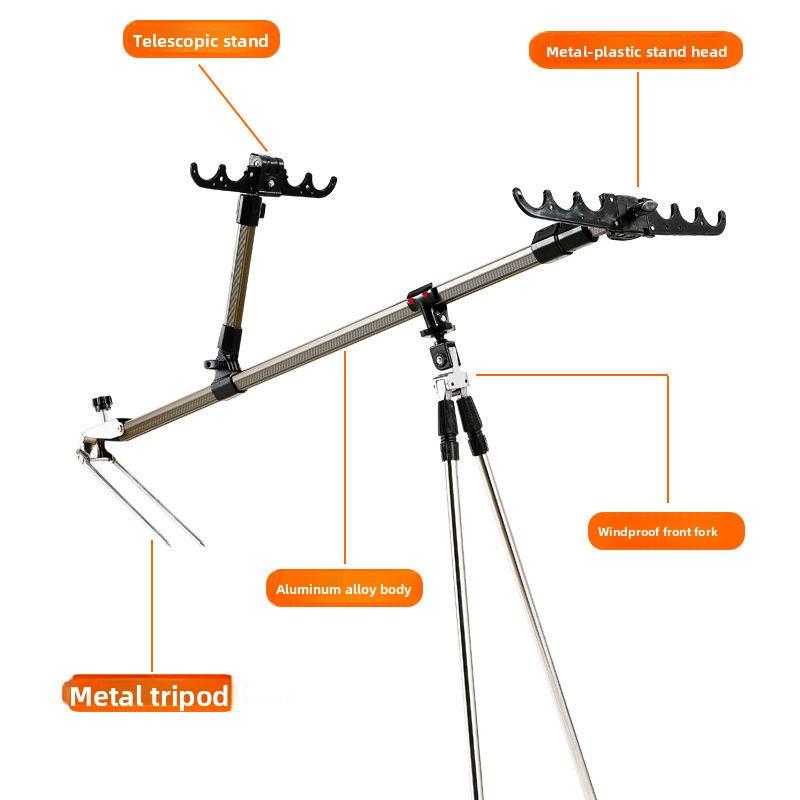 Multi-Functional Aluminum Alloy Fishing Rod Stand Gun Platform Multi-Rod Ground Plug Fishing Pole Bracket Fishing Gear