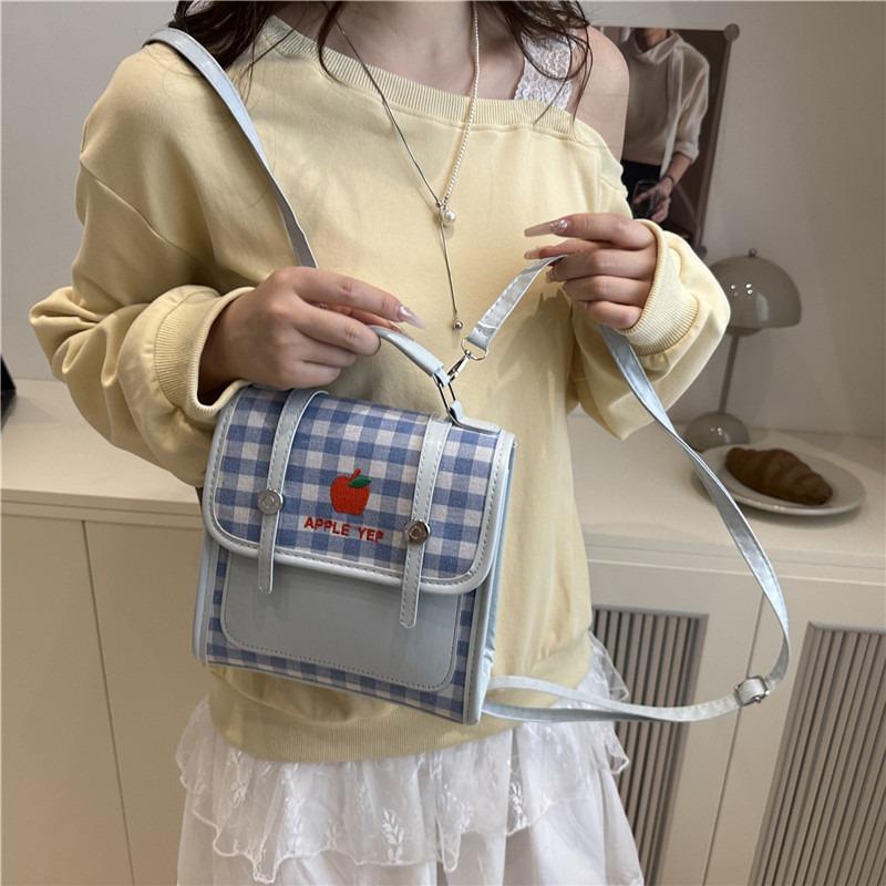 Summer New Fashion Student Large-capacity Travel Plaid Simple Casual Shoulder Handbag Bag Female