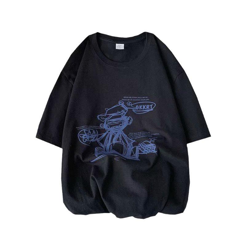 Men's Oversized Trendy Short-Sleeved T-shirt - American Style, Loose Fit, Plus Size Summer Top
