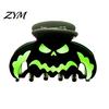 Halloween Hair Claws Claw Clips, Luminous Ghost Pumpkin Pattern Acrylic Anti-slip Shark Clips Glow in The Dark Grippers for Women Girls Daily