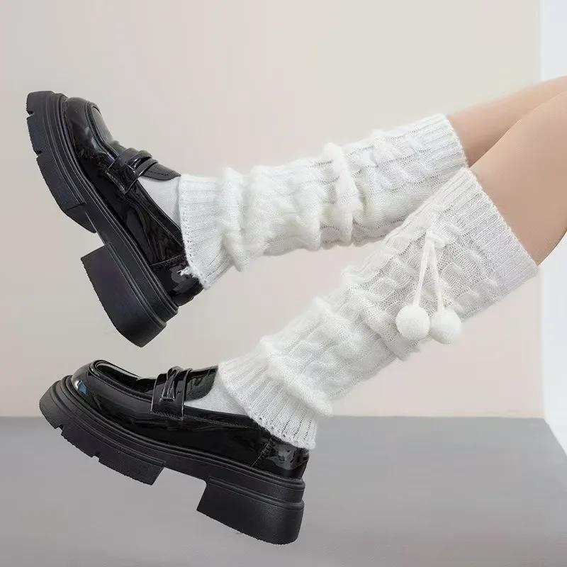 Japanese Knitted Leg Warmers for Women Y2k Harajuku Ribbed Long Socks for Girls Lolita Kawaii Boot Socks Gyaru Accessories