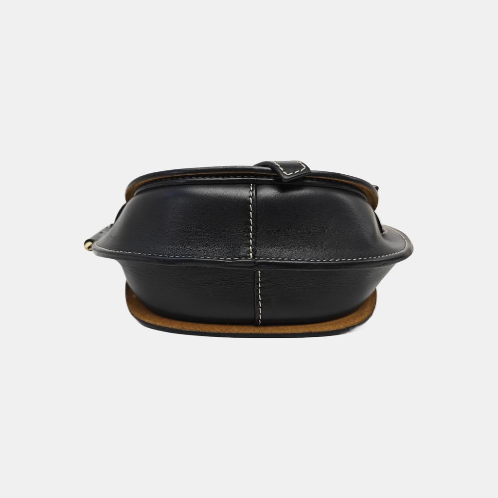 [Pre-Owned] Gate Mini Saddle Bag Black Leather Waist Bag Chest Bag Gold Hardware - Very Good #1LQRLGP
