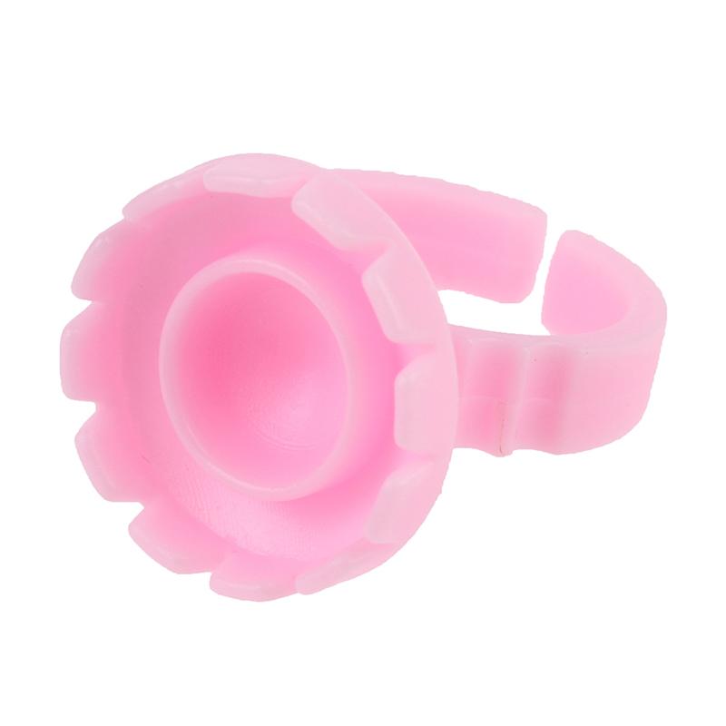 100Pcs Disposable Eyelash Extension Rings Lash Glue Fan Cup Finger Holder Fans