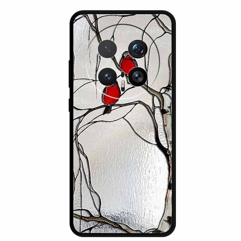 6.71" For Honor Magic8 Pro 5G Case 3D Emboss Relief Flower Black Silicone Soft Back Cover Case For Honor Magic 8 Pro Case Shells