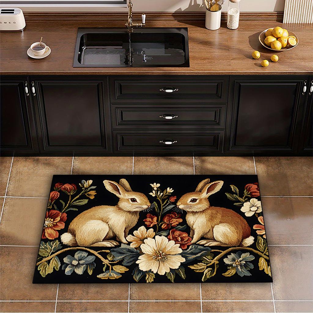 1Pcs Anti Fatigue Kitchen Rugs, Flowers and Plants  Print Waterproof Non-Slip Thick Cushioned Kitchen Mat Heavy Duty Comfort Standing Mat for Kitchen