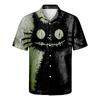 Herren Freizeithemd Kurzarm Button-Down Halloween-Print Leichter atmungsaktiver Stoff Locker geschnittenes Hemd für den Alltag