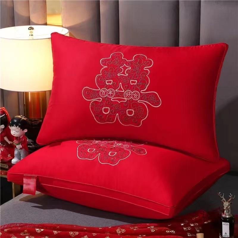 

Подушка из хлопкового атласа, бархата и перьев, праздничная свадебная подушка в китайском стиле для одного человека 48*74