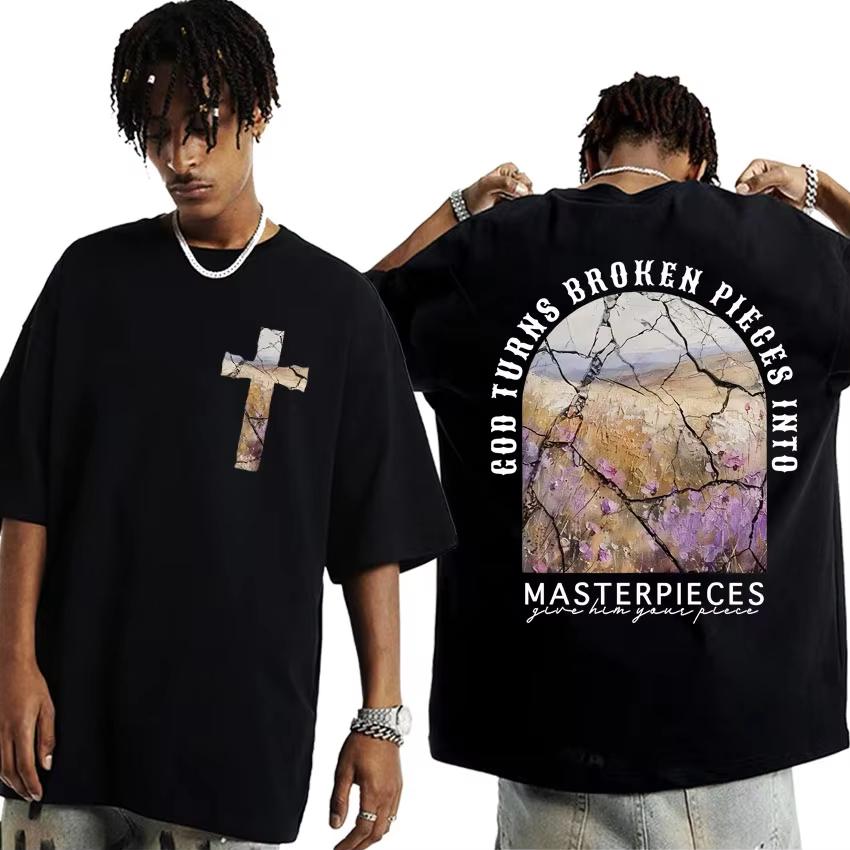 2025 Living Proof of A Loving God Letters Print T Shirts Women's Inspirational Christian Apparel T Shirt Men Oversized T-shirt