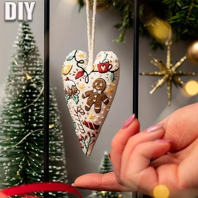DIY/Fertiges Produkt DIY-Set Ornament Herzform Niedlich Handgemachtes Geschenk Heimdeko Beinhaltet Anleitung Taschenanhänger Weihnachten