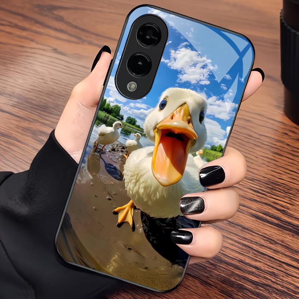 

Милая утка Изысканный роскошный Высококачественный чехол для телефона Стеклянный ТПУ чехол для телефона для Samsung Galaxy S26 S25 S24 S23 S22 S21 FE, Ultra, Plus GalaxyS25