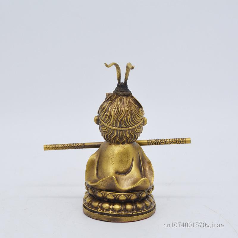 Chinese Style Sun Wukong Sculpture Ornament, Copper Ware Crafts, Monkey King Buddha Statue, Creative Home Decorations, Gift, 1Pc