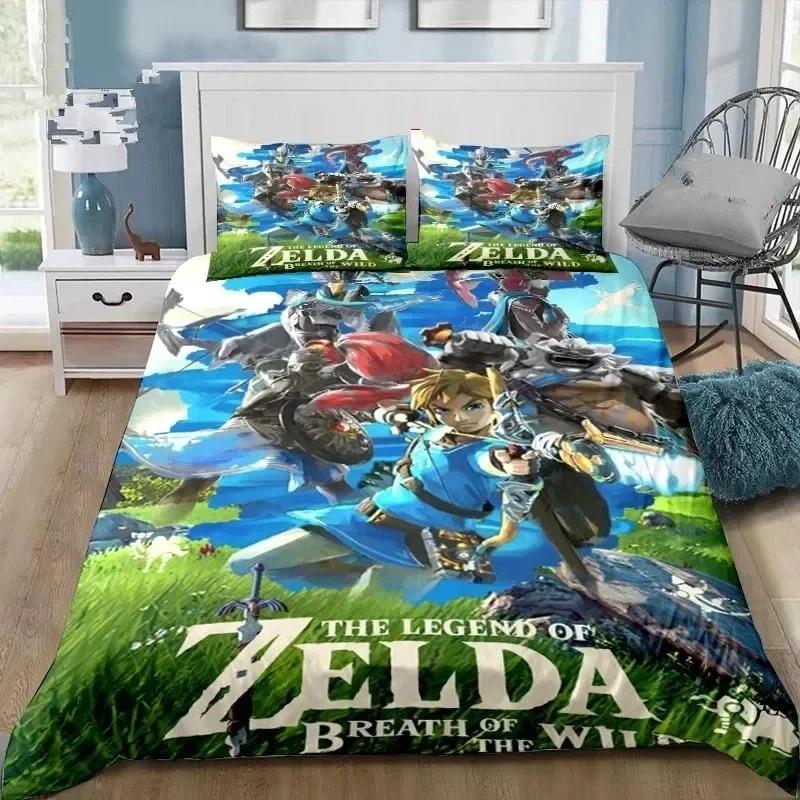 Cartoon Zeldas Series Bedding Set Duvet Cover Bed Set Quilt Cover Pillowcase Comforter King Queen Size Boys Adult Bedding Set