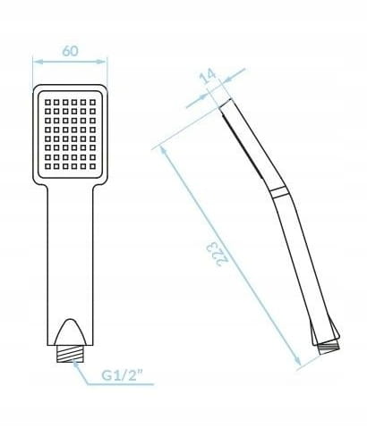 Orca rectangular matte black shower head