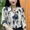 Shirt summer new printed shirt mother temperament fashion shirt loose and thin foreign seven-point shirt top