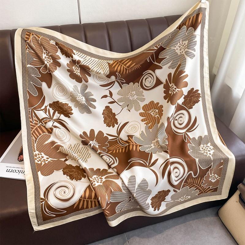 Lightweight 90x90cm Square Scarf Women Navy Style Sun Protection Silk-Like Feel Wear Chic Versatile Accessory