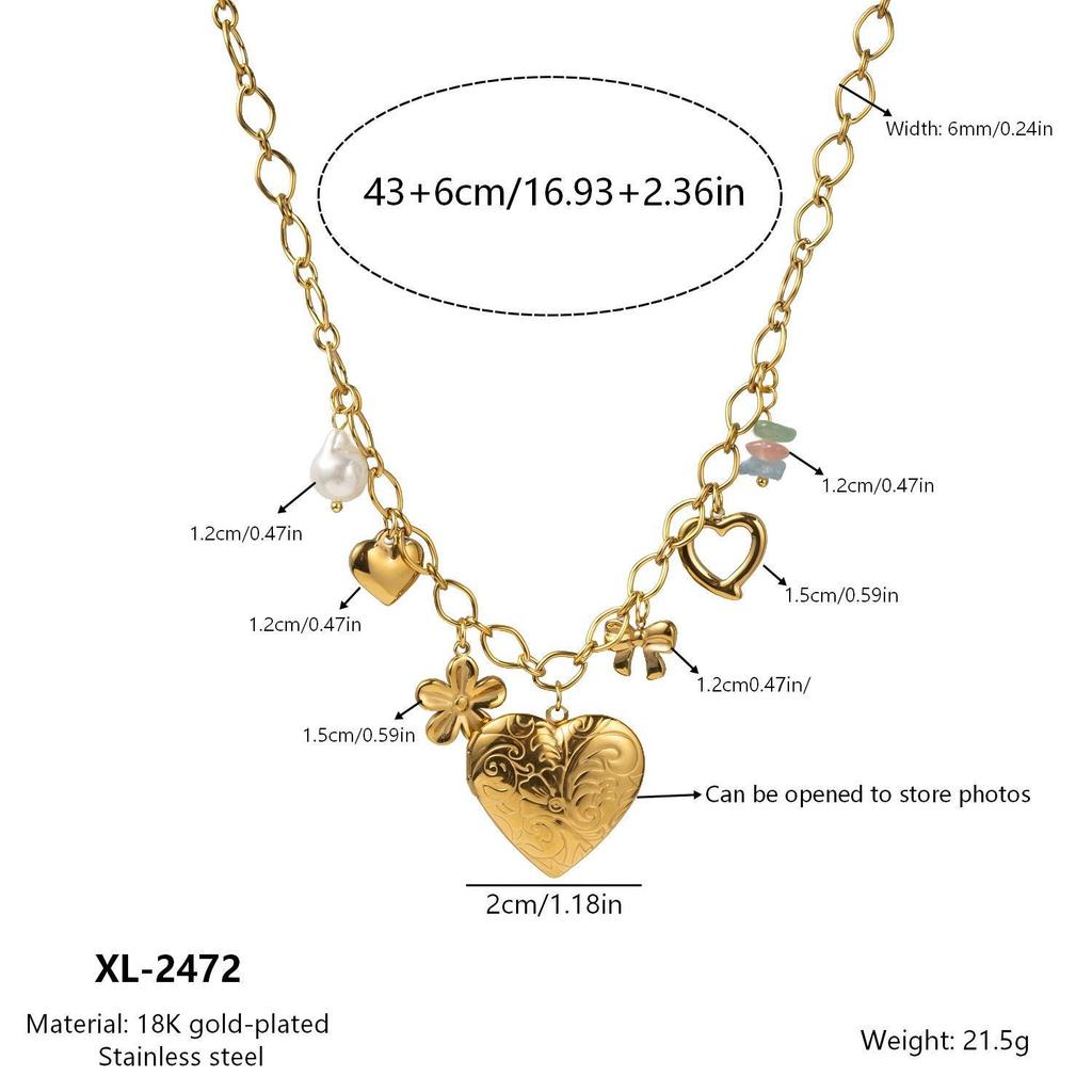 18K Gold Plated Titanium Steel Multi-Heart Diamond Pendant Necklace