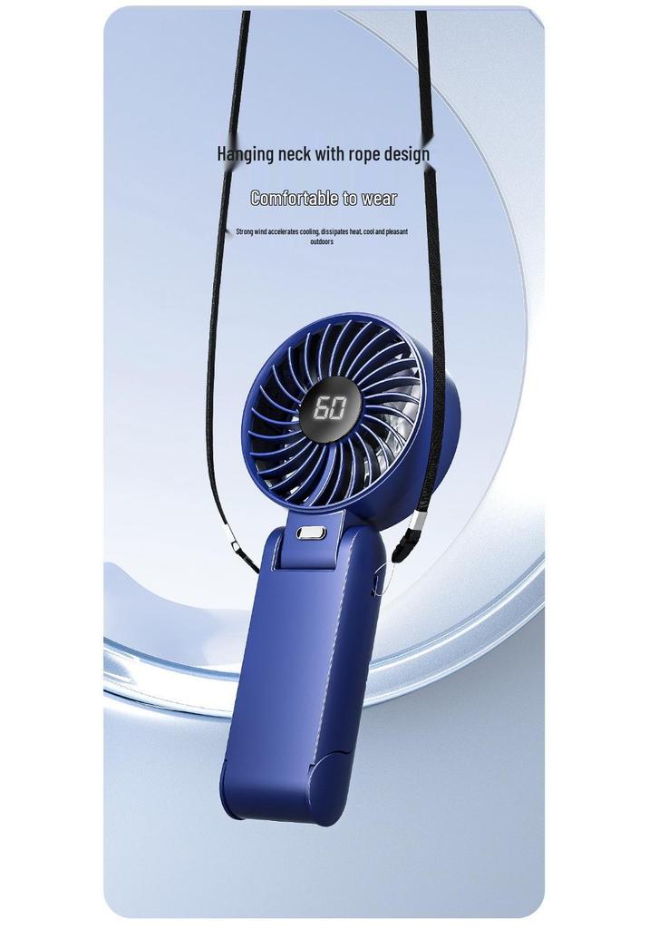Portable 100-Speed Mini Handheld Neck Fan with Digital Display