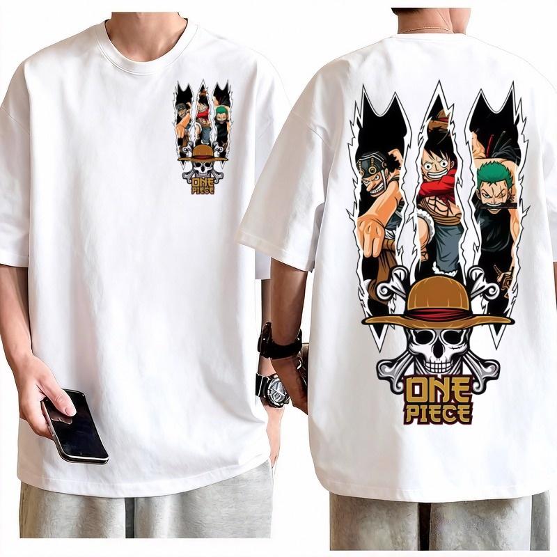 One Piece Straw Hat Crew Rip Claw Harajuku TShirt Men 100 Cotton Anime Graphic Tee Crew Neck Short Sleeve Casual Streetwear Top