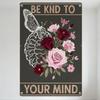Vintage Mental Health Metal Tin Sign - 'Be Kind To Your Mind' with Brain & Floral Design - Retro Motivational Wall Decor for Hom