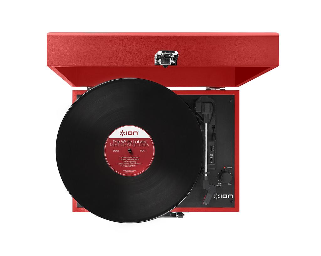 ION Audio Portable Record Suitcase Runs On Vinyl Red Player, Type, Built-in Speaker, Portable, Batteries, Transport,
