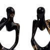 3 Piece Sitting Thinker Statue Modern Resin Figurines Abstract Sculpture for Home Office Study