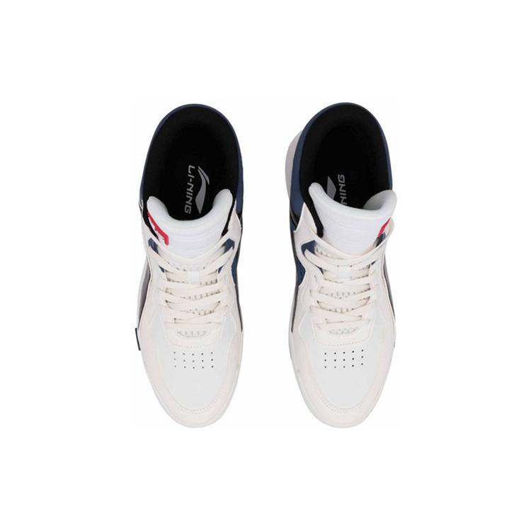 Li Ning Wave SUPERWAVE Mid Skateboard Shoes Men's Mid top White Black Blue AGCQ061-2