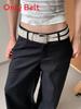 Leather Belt Male Female Fashion Pu Material Double Row Buckle Street Style For Casual Wear