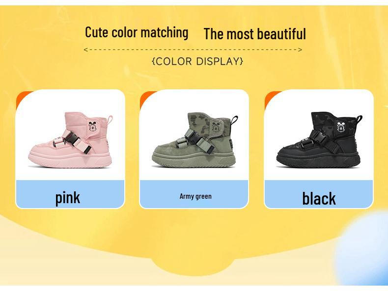 Bobdog High-Top Velvet Winter Snow Boots for Boys - Warm, Casual Children's Cotton Boots