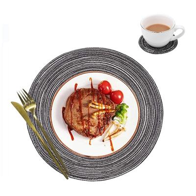 1Sets Round Woven Place Mats Coasters Set Braided Place Mats Coaster Waterproof Plate Mats for Kitchen Wedding Dining Table