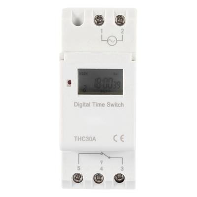 THC 30A Programmierbarer digitaler Zeitschalter 220V 7-Tage-Zeitschaltuhr, elektronische Zeitsteuerung 1-168h, Schienenmontage, wöchentlich programmierbar