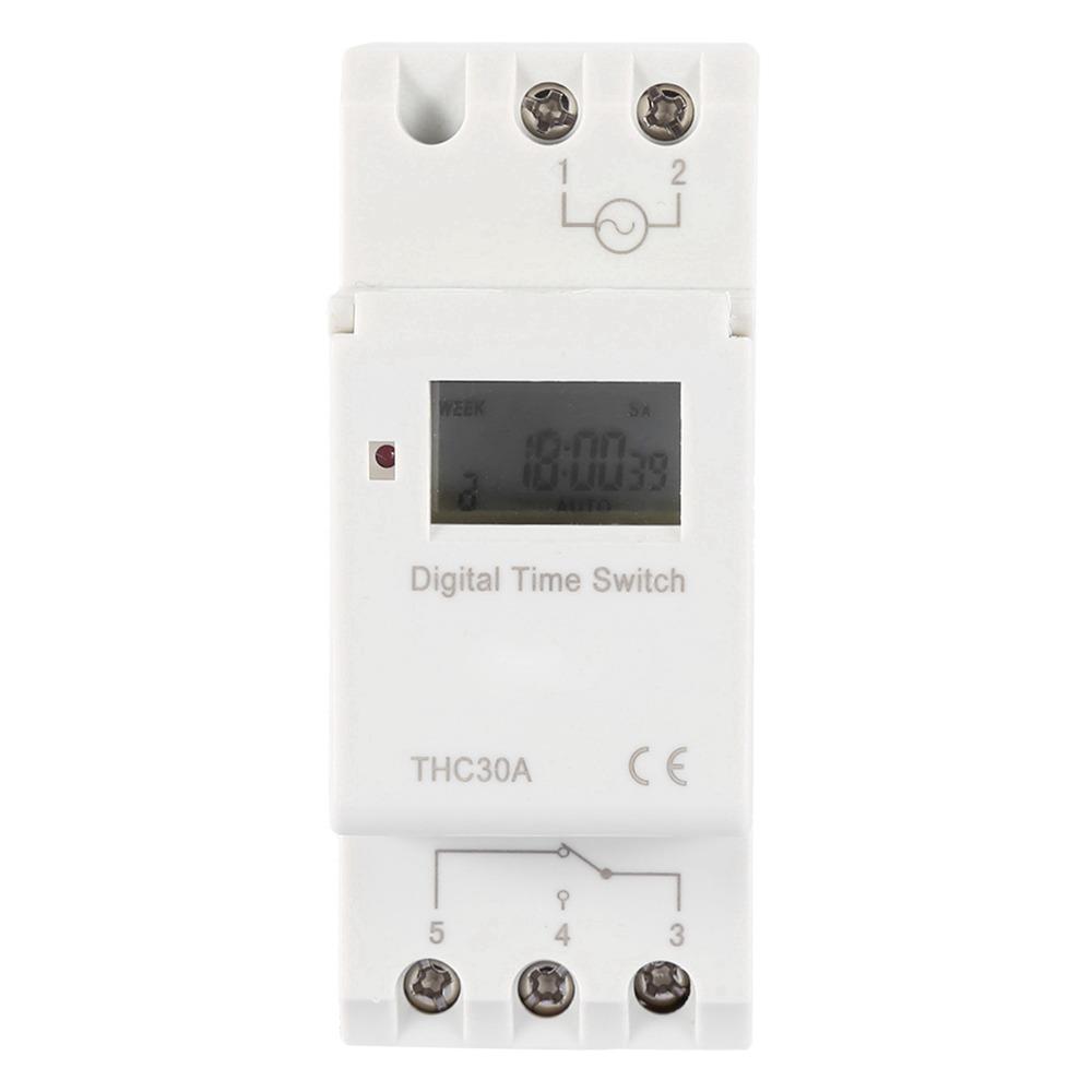 THC 30A Programmable Digital Timer Switch 220V 7 Day Electronic Time Control 1-168h Rail Mounting Weekly Programmable Timer